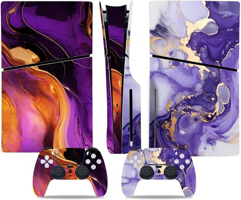 Skin Sticker for PS5 Slim Disc Console and Wireless Controller, Full Set Protective Skin Wrap, Game Accessories Decal Cover for PS5 Slim Disc (Sea Wave) in Saudi Arabia