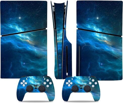 Skin Sticker for PS5 Slim Disc Console and Wireless Controller, Full Set Protective Skin Wrap, Game Accessories Decal Cover for PS5 Slim Disc (Sea Wave) in Saudi Arabia