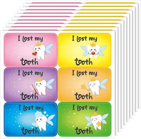 60 Pcs I Lost a Tooth Stickers Lost Tooth Stickers Dental Stickers Tooth Fairy Stickers Tooth Stickers for Boys and Girls Tooth Fairy Box Decor in Kuwait
