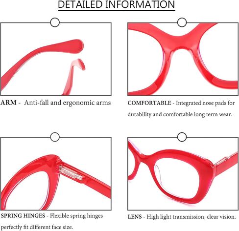REAVEE 3 Pack Oversized Cat Eye Reading Glasses for Women men Thick Frame, Blue Light Blocking Readers Stylish Large Eyewear in Saudi Arabia
