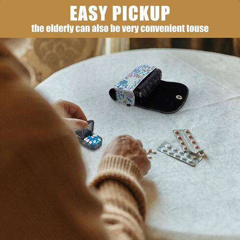 BVYA Pill Organizer Case, Weekly Travel Pill Case Medication Reminder,for 2 Times A Day, 7 Days a Week-includes Printed Leather Carrying Case in Kuwait