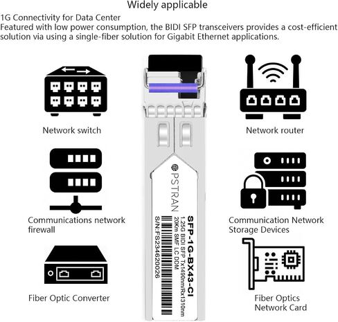 1000BASE-BX-U BiDi SFP وحدة الإرسال والاستقبال الضوئية المتوافقة مع Cisco MGBBX1 1310nm-TX/1490nm-RX 20km DOM Simplex LC SMF in Kuwait