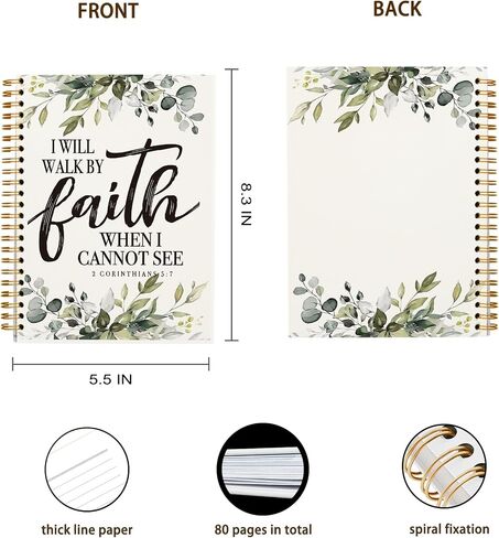 Christian Bible Verse Notebook - Scripture Journal Prayer Notebook for Note Taking Church Work, Great is Your Faithfulness, College Ruled Hardcover Spiral Notebook 5.5 x 8.3 in Saudi Arabia