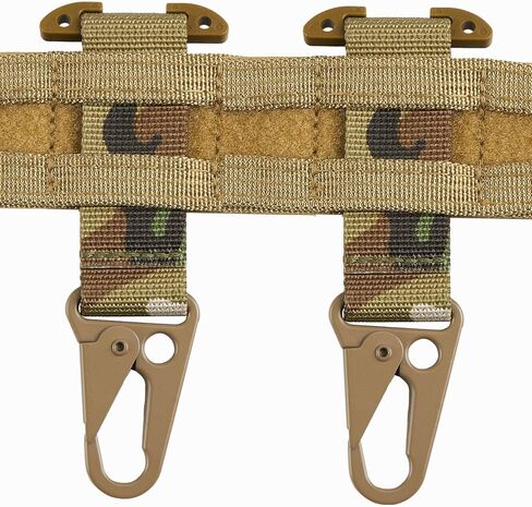 Tactical Belt Clip T-Mount Molle Clip Molle Bag Clip Tactical Clash Hook Hanging Carabiner, MOLLE Webbing Belt Clip with Metal Hook for Tactical Backpack Vest Belt (Woodland Multicam) in Saudi Arabia