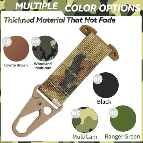 Tactical Belt Clip T-Mount Molle Clip Molle Bag Clip Tactical Clash Hook Hanging Carabiner, MOLLE Webbing Belt Clip with Metal Hook for Tactical Backpack Vest Belt (Woodland Multicam) in Saudi Arabia