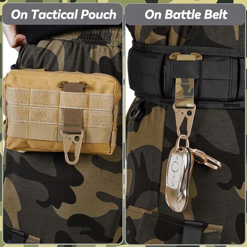 Tactical Belt Clip T-Mount Molle Clip Molle Bag Clip Tactical Clash Hook Hanging Carabiner, MOLLE Webbing Belt Clip with Metal Hook for Tactical Backpack Vest Belt (Woodland Multicam) in Saudi Arabia