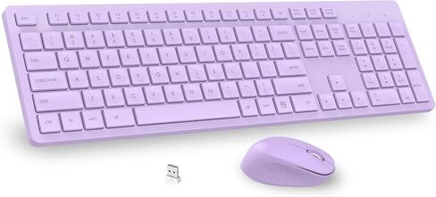 LeadsaiL Wireless Keyboard and Mouse Combo, Full-Sized Ergonomic Computer Keyboard, 2.4GHz Cordless Keyboard Silent Mouse Set with 2-in-1 USB Receiver, 12 FN Shortcuts for Windows Laptop, PC/Mac-Black in Kuwait