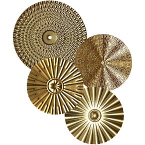 Amosfun 4pcs Wrought Iron Wall Decoration Metal Wall Hanging Decor Gold Decor Metal Wall Hanging Sculpture Home Irregular Disc Wall Decor Plant Wall Decor Wall Hanging Board Wedding Office