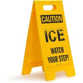 SmartSign "Caution - Ice, Watch Your Step!" Folding Floor Sign | 25" x 12" Plastic