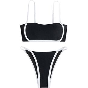 GORGLITTER Women's Thong Bikini Set Sexy Square Neck Cami Top String Swimsuit Bathing Suit in Kuwait