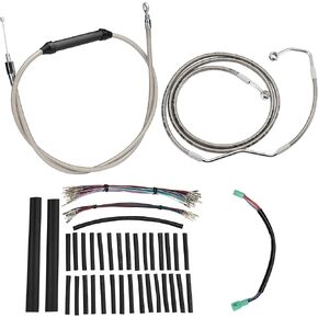 MoKitDora Touring Extended Handlebar Cable Kit Brake Line Clutch Cable Electronic Throttle CAN-Bus Wiring Harness for 2008-2013 Harley with ABS 16" Handlebar, Black