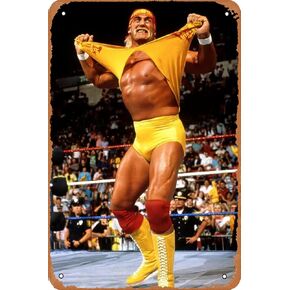 Hulk Hogan Poster Tin Sign Retro Metal Sign Vintage Wall Decoration 12x8 Inch
