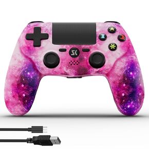 ISHAKO Controller for PS4, Wireless Controller for Sony PlayStation 4/Slim/Pro, Remote Control with Double Vibration, 6-axis Motion Sensor, Speaker, 3.5mm Audio Jack, TouchPad, and 800mAh Battery