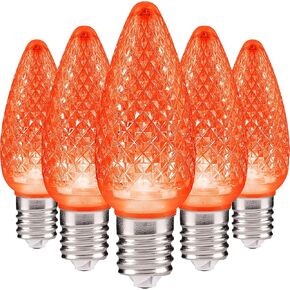 Set of 25 Purple C9 Christmas Lights | Faceted C9 LED Christmas Light Bulbs for Indoor & Outdoor Use | Durable C9 LED Lights | Replacement C9 Bulbs