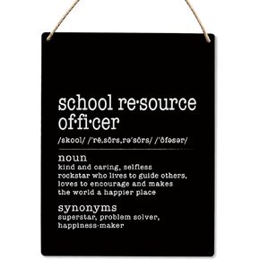 School Resource Officer Definition - School Office Decor Wood Hanging Sign - Office Workstation Wall Decor - Office Wooden Slogan Hanging Sign 8 x 10 Inch