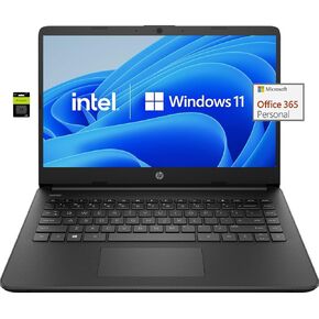HP 14 Ultralight Laptop, Intel Quad-Core N4120, 8GB Memory 128GB Storage, HDMI WiFi USB-A&C, 1 Year Office 365, Win 11 S with MASDROW Accessories