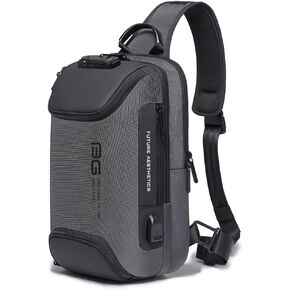 BANGE Anti theft Sling Backpack with Lock, Men's Sling Bag for Men, Shoulder Crossbody Backpack with USB Charging Port for Men and Women