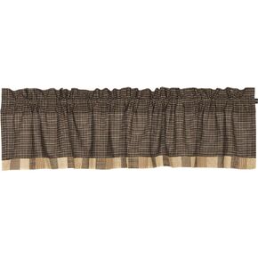 VHC Brands Kettle Grove Window Curtain, Valance Block Border, Black, 16x72