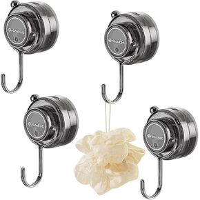 WAYUTO 4PCS Suction Cup Hooks Removable Shower Suction Cup Hangers Punch-free Coat Hat Hooks for Kitchen Bathroom Door Heavy Duty Vacuum Hooks Transparent