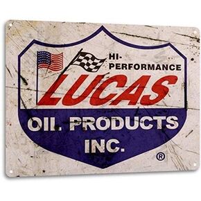 Lucas Oil Logo Garage Auto Shop Gas Retro Advertising Wall Decor Metal Tin Sign 8x12 inch