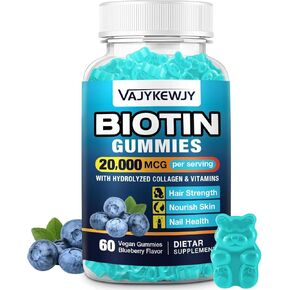 2 Pack Vegan Biotin Gummies for Hair, Skin & Nails - 20,000 mcg per Serving, Suitable for Women & Men - 120 Gummies