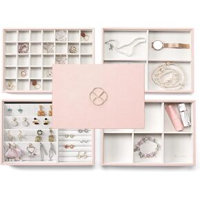 Vlando NEW Miller Jewelry Trays Stackable Showcase Display Drawer Organizer Storage- Multi-Purpose,Multiple Combinations, Large Capacity Multi-Layer Design and Fashion(Off White)