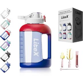 Litex 51oz Motivational Water Bottle, Large Water Bottle, Water Bottle with Time Stamp, Gym Water Bottle, Big Water Bottle with Straw，Reusable Tritan Water Bottle with Straw (Gradient Red)