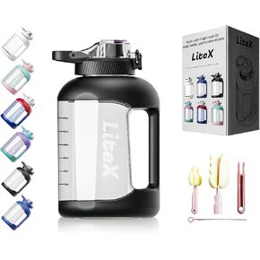 Litex 51oz Motivational Water Bottle, Large Water Bottle, Water Bottle with Time Stamp, Gym Water Bottle, Big Water Bottle with Straw，Reusable Tritan Water Bottle with Straw (Gradient Red)