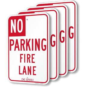 SmartSign (عبوة من 4) 18 × 12 بوصة "No Parking - Fire Lane" لافتة ولاية كاليفورنيا الرسمية، مركب ألومنيوم بسمك 120 مل (ACM)، مادة عاكسة من الدرجة الهندسية، أحمر وأبيض، صنع في الولايات المتحدة الأمريكية