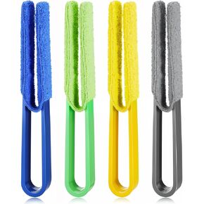 Blinds Duster, 4 Pcs Window Blind Duster Cleaner Brush with 4 Microfiber Sleeves Removable and Washable Dual Brush Head Blinds Cleaning Tools for Window Blinds, Air Conditioner Vents, Car Vents