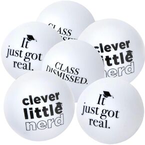 Grad Phrases Plastic Pong Balls - 1.5" | White | Pack of 6