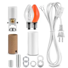 Ceramic Tree Lights,Candelabra Light Socket Lamp Wiring Set,Night Light Rewire Kit,Craft Light Ceramic House Light E12 Candelabra Base (Candelabra Socket Wiring Kit with C7 Bulbs)