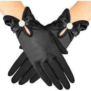 Gionforsy Floral Lace Gloves for Wedding Bridal Elegant Short Lace Gloves Wrist Lace Gloves for Opera Dinner Party