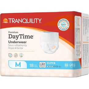 Tranquility Premium DayTime Disposable Absorbent Underwear - Super Absorbency, Breathable All-Day Comfort - 25 oz Capacity, M, 72 Count