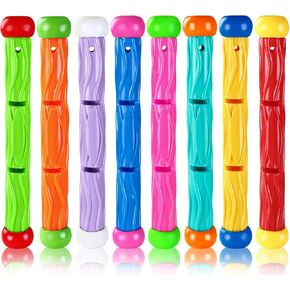 Vellibring 10PCS Pool Diving Swim Toys Colorful Underwater Training Sinking Throwing Dive Rings Sticks for Kids Summer Pool Swimming Party Favor Games Gifts