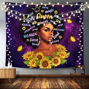 IAGM African American Tapestry Afro Women Tapestries Black Queen Wall Hanging Throw Tablecloth With Hd Prints,Lightweight,Soft,No-Fading For Bedroom Living Room Dorm 80x60in