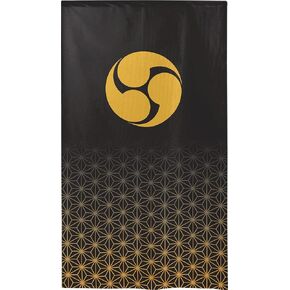 Japanese Crest Kamon Curtain Noren Tapestry Curtains for Doorway Including Clips (Migi Mitsu Tomoe Red)