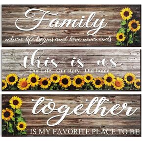 yooker 3 قطع ديكور مطبخ عباد الشمس 11.8 × 3.54 × 0.16 بوصة ديكور جدار المزرعة علامة خشبية ديكور الشرفة الأمامية ديكور عباد الشمس مطبوعات عباد الشمس علامة الربيع والصيف لمطبخ الحمام in Kuwait