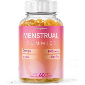 Menstrual Gummies for Women May Help Support Bloating, Period Relief | Plant-Based | Cramp Bark, Magnesium, Chaste Berry | Vegan | Orange 60ct