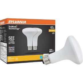 SYLVANIA TruWave Natural Series BR30 LED Light Bulb, 65W = 7W, Dimmable, Medium Base, 650 Lumes, Frosted, 2700K, Soft White - 12 Pack (40586), Daylight