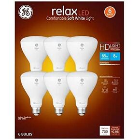 GE Relax 65-Watt EQ LED Br30 Soft White Dimmable Flood Light Bulb (6-Pack)