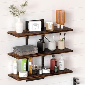 2 Tier Floating Shelves for Wall,16 inch Wall Floating Shelves Wall Shelf for Room, Kitchen Shelves Wall Industrial Floating Shelf Decor Wall Shelves for Bathroom, Living Room, Bedroom