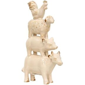 CWI Gifts Farm Animal Resin Stack Figurine, Home Decor, Ivory, 7.00 inch H x 4.00 inch W