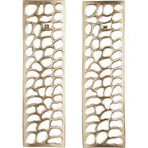 Deco 79 Aluminum Metal Abstract Home Wall Decor Cutouts Wall Sculpture, Set of 2 Wall Art 7" W, 22" H, Gold