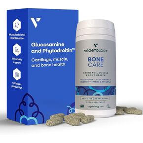 Bone Care Bone Health Supplements - Phytodroitin, Glucosamine, Vitamin D3 K2 & Calcium Supplement – Cartilage, Muscle & Joint Support Supplement – Vegan Bone Strength (60 Count)