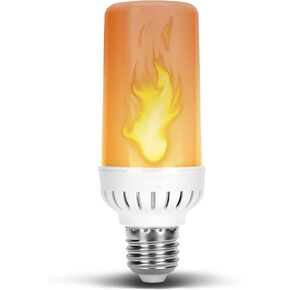 Flame Flickering Glowing Amber Fire Effect LED Light Bulb in E26 Medium Edison Screw Base DC 12 Volt Landscaping Low Voltage Lighting for Home Landscape Outdoor Battery System 4W