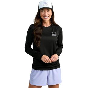 HUK Women's Pursuit Patterned Crew Long Sleeve, Performance Shirt