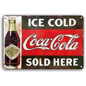 Ice Cold Coca Cola Retro Vintage Bar Signs Vintage 12 X 8 in (ice)