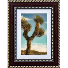11x14 Picture Frame with Mat for 8x10 - Rustic Black Frame 11x14 with Gold Beaded Trim - Plexiglass - Wall Mount Display Horizontally or Vertically - Hanging Hardware Included - Black