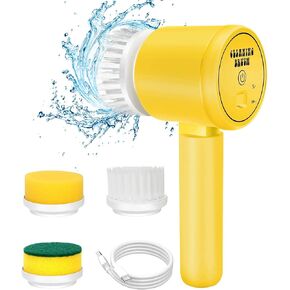Electric Spin Scrubber, Folding Electric Cleaning Brush for Bathroom Rechargeable Shower Scrubber Power Scrubber Cordless with 3 Replaceable Cleaning Brush Heads for Cleaning Tub/Floor/Sink/Tile